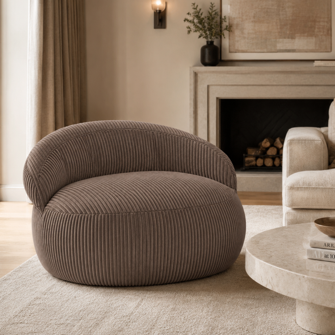 Pouf XXL Déhoussable En Velours Côtelé - 110 X 100 Cm