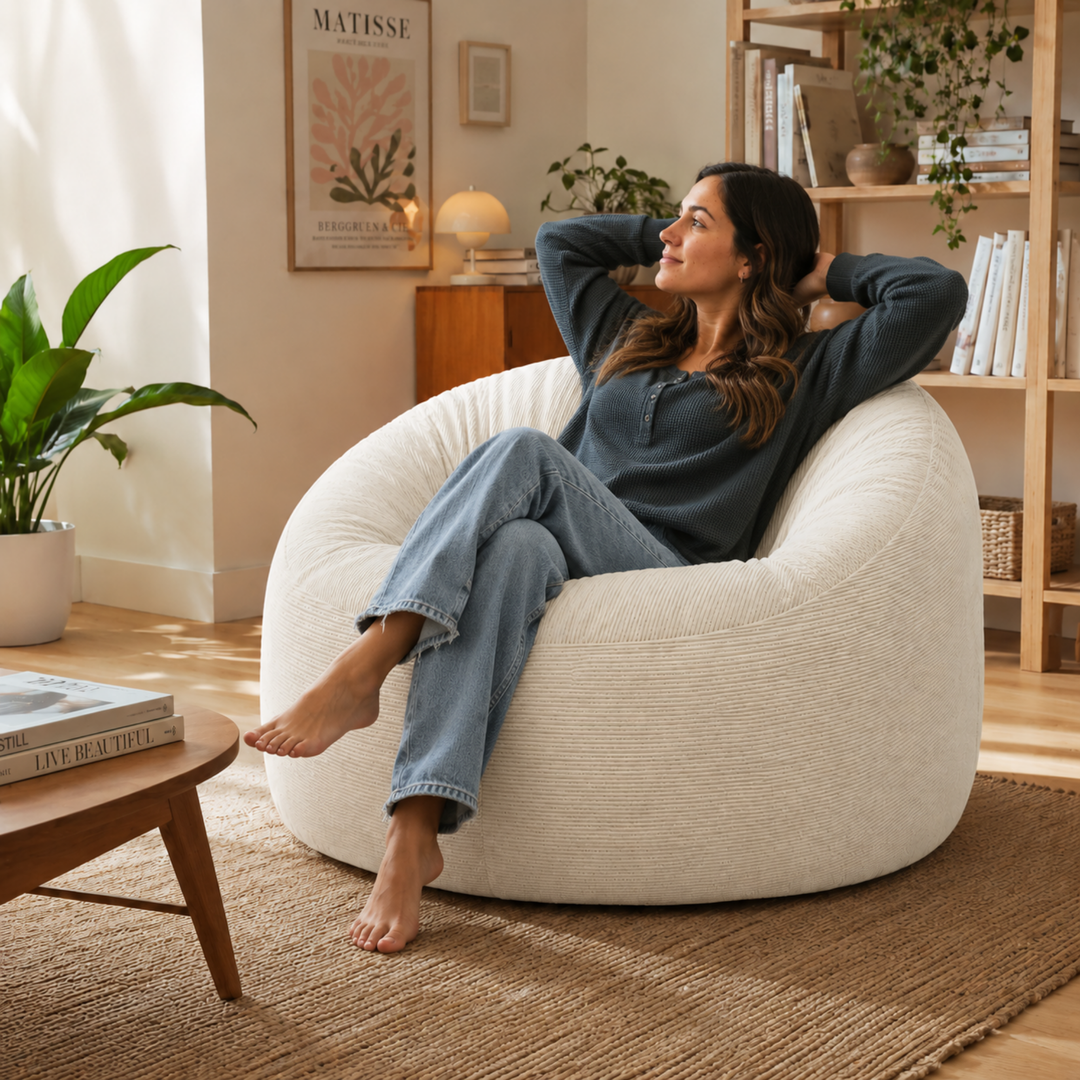 Pouf déhoussable Velours Côtelé - 100 cm