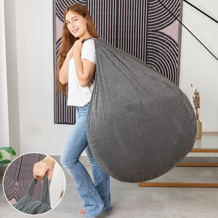 Pouf Poire Velours Côtelé Déhoussable - 105x85 Cm
