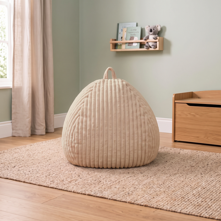 Pouf Poire Fourrure Côtelée Déhoussable - 80x70 Cm