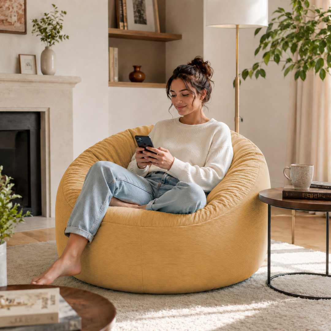 Pouf Velours Côtelé - 100 Cm
