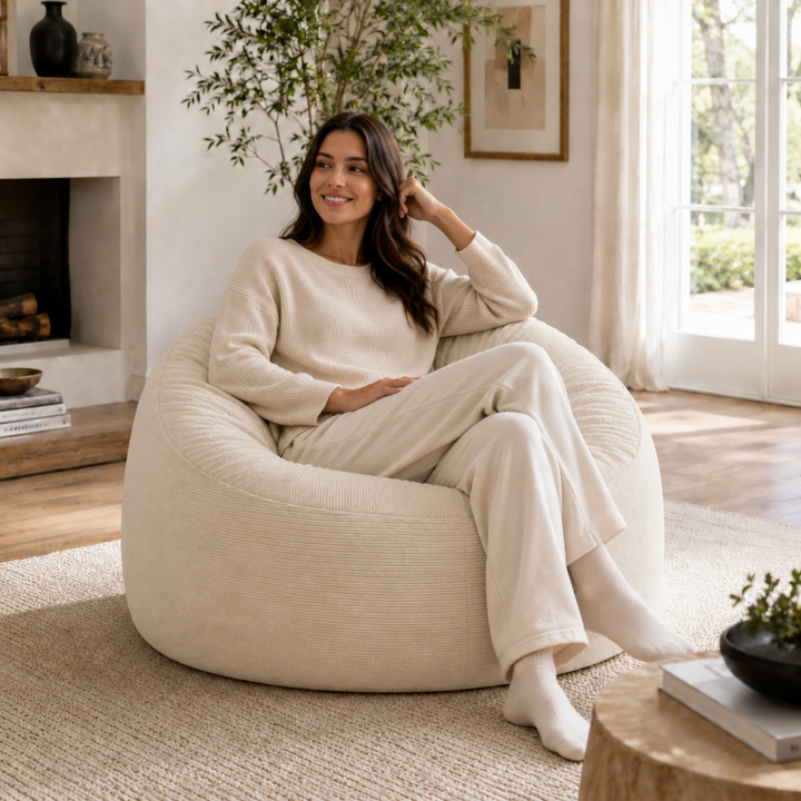Pouf déhoussable Velours Côtelé - 100 cm