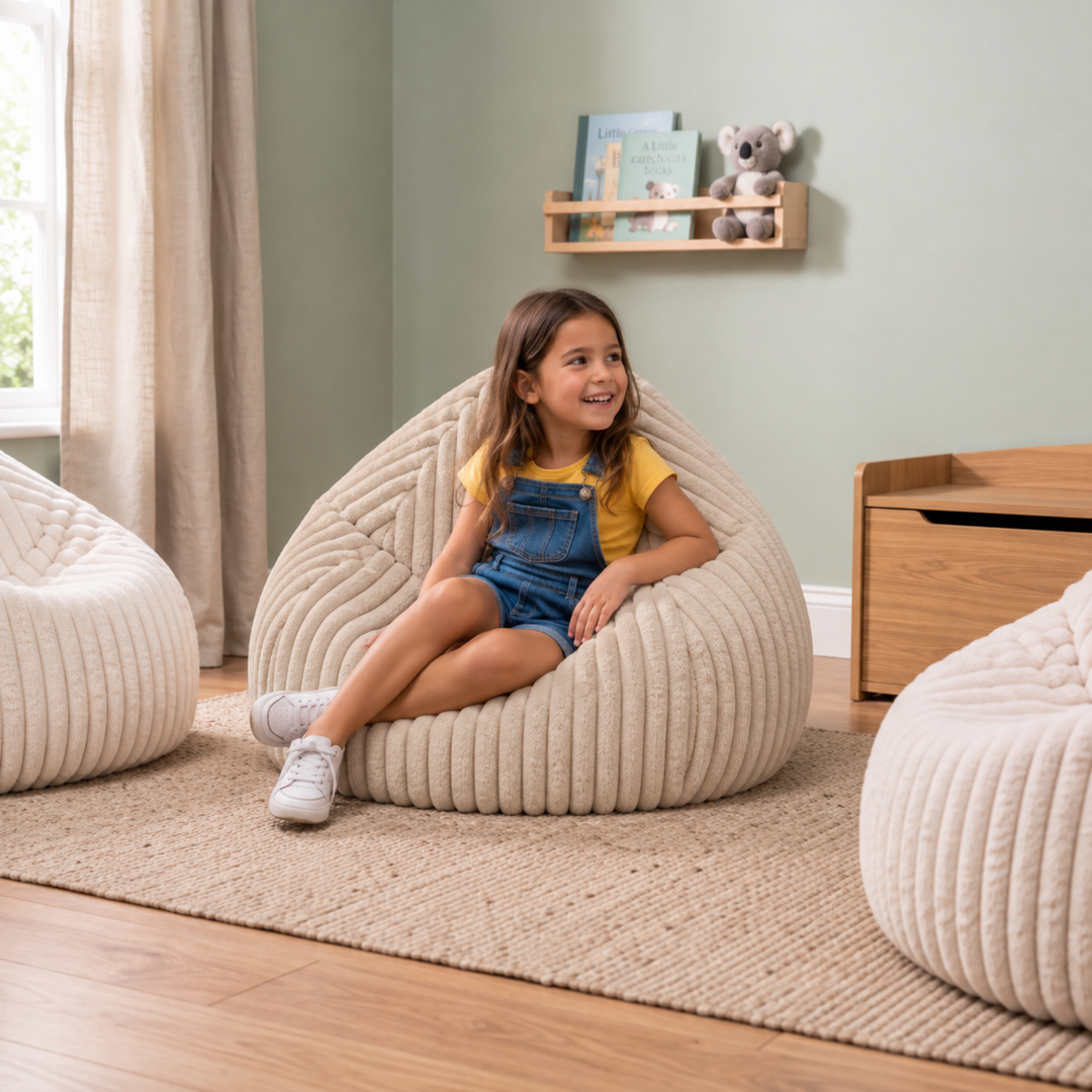 Pouf Poire Fourrure Côtelée Déhoussable - 80x70 Cm