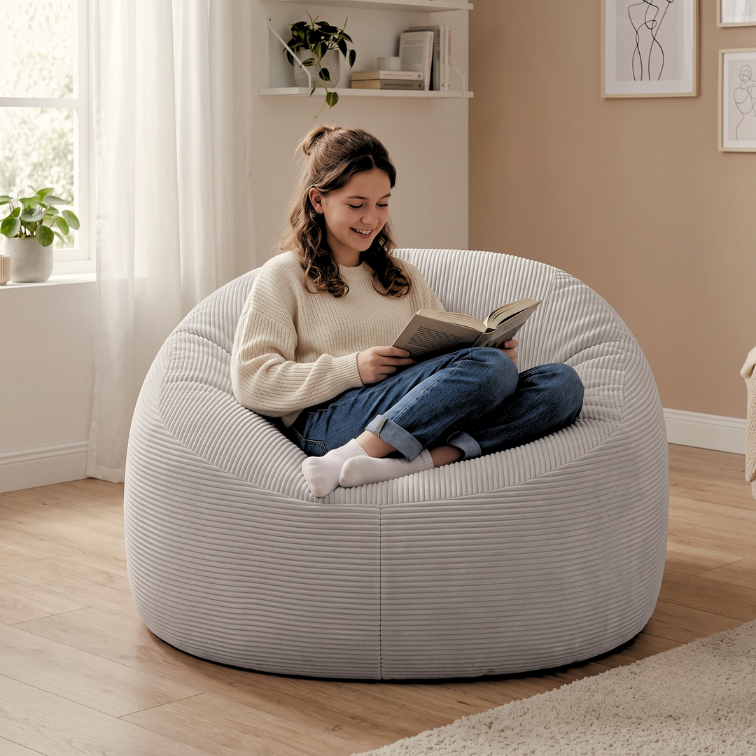 Pouf déhoussable Velours Côtelé Épais - 100cm