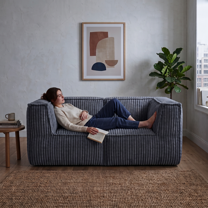 Canapé modulable 2 places déhoussable - Velours côtelé - 90x180 cm