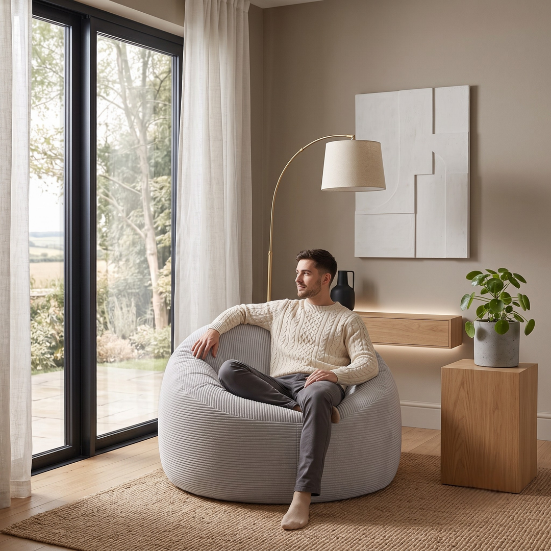 Pouf déhoussable Velours Côtelé Épais - 100cm