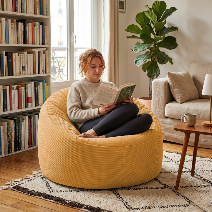 Pouf Velours Côtelé - 100 Cm