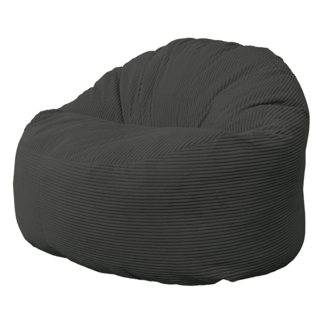 Pouf en velours côtelé épais 100 cm, gris foncé