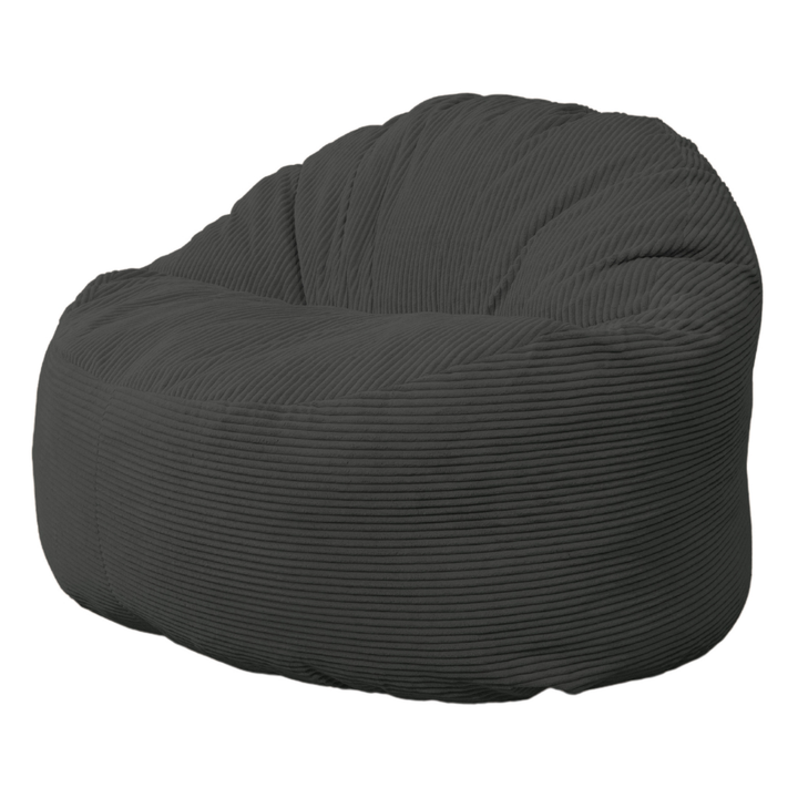 Pouf en velours côtelé épais 100 cm, gris foncé