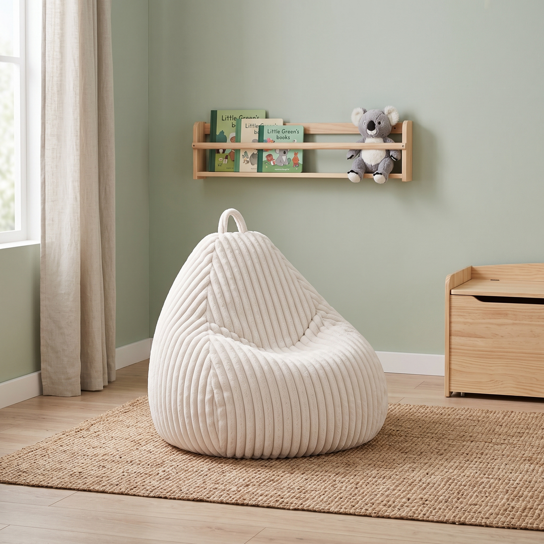 Pouf Poire Fourrure Côtelée Déhoussable - 80x70 Cm