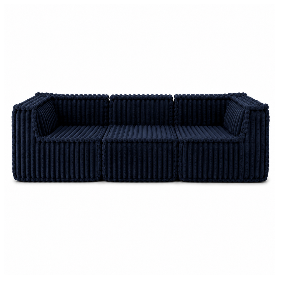 Canapé modulable 3 places déhoussable - Fourrure côtelée - 90x262 cm