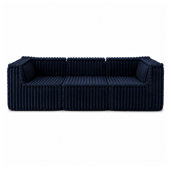 Canapé modulable 3 places déhoussable - Fourrure côtelée - 90x262 cm