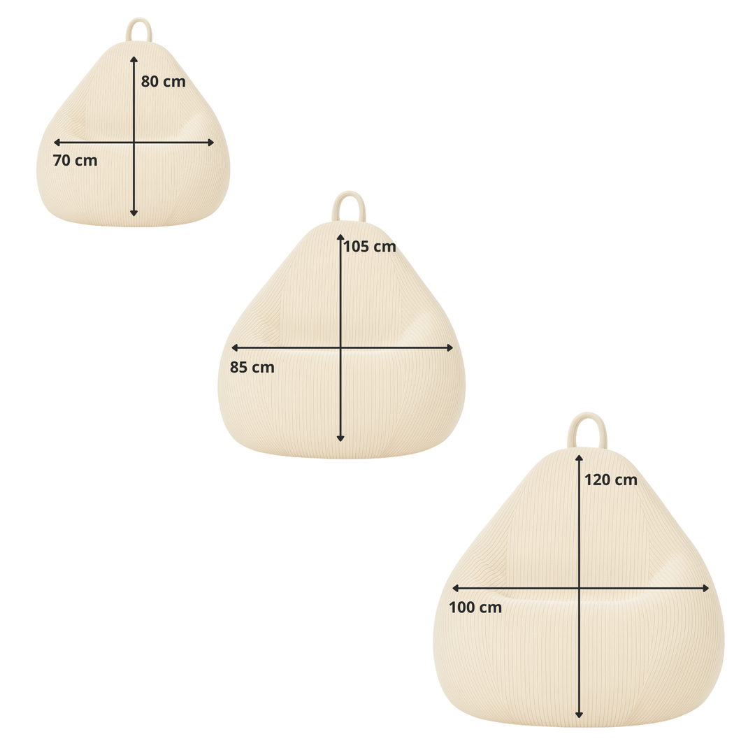 Pouf Poire Velours Côtelé Déhoussable - 105x85 Cm