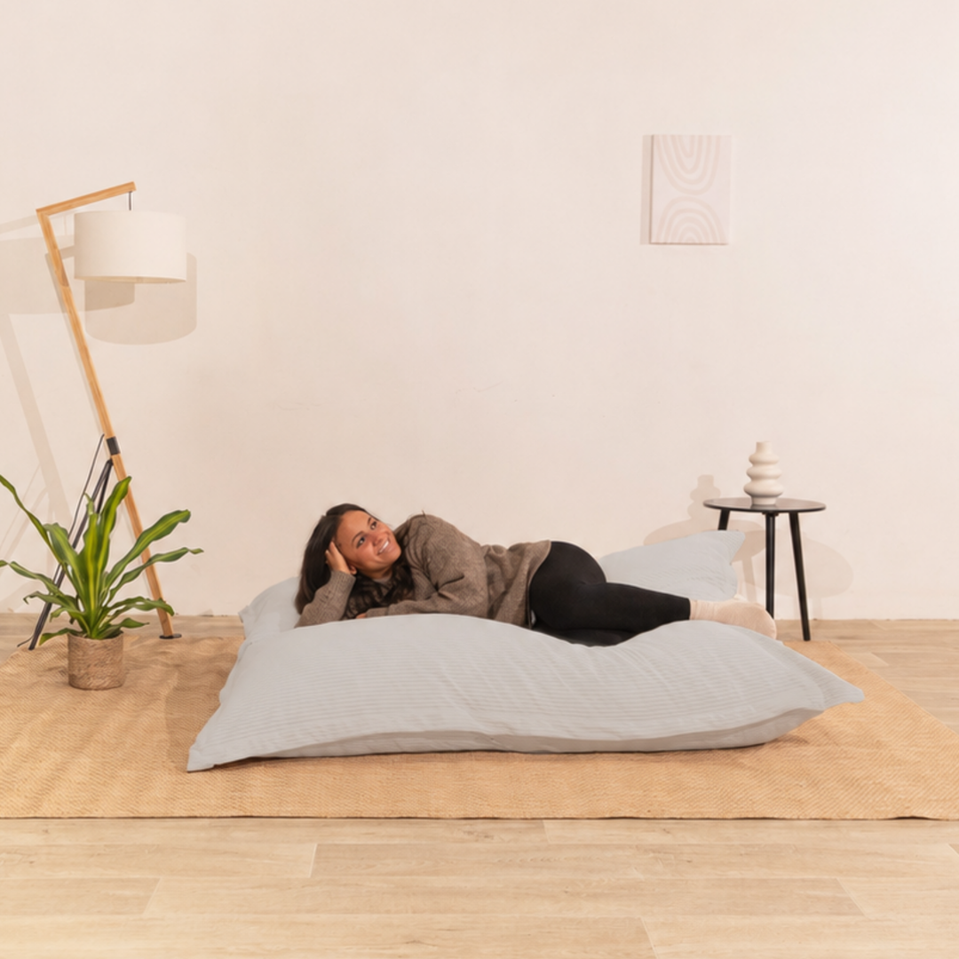 Pouf Velours Côtelé Déhoussable - 140x180 Cm