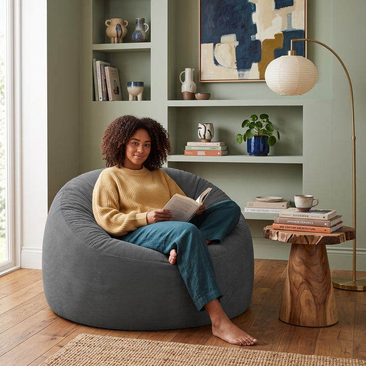 Pouf déhoussable Velours Côtelé - 100 cm