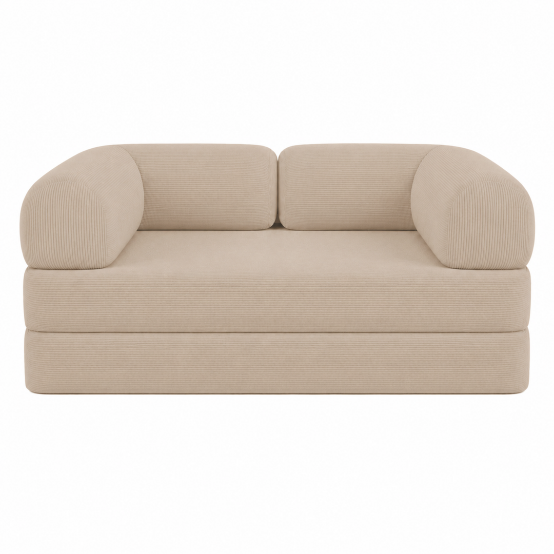 Canapé Lit Compressé Modulable 2 Places Velours Côtelé - 90 X 180 Cm