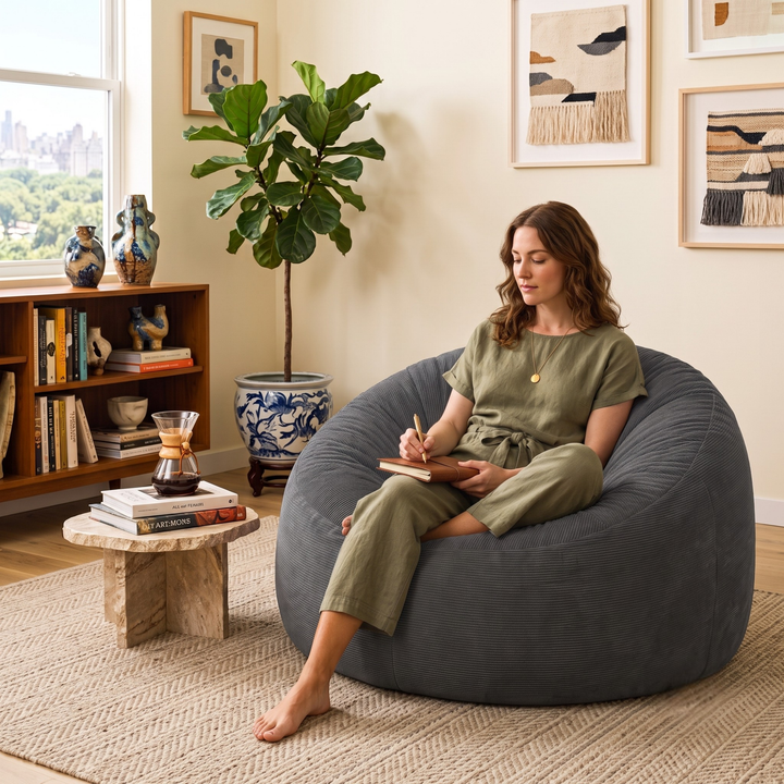 Pouf déhoussable Velours Côtelé - 100 cm
