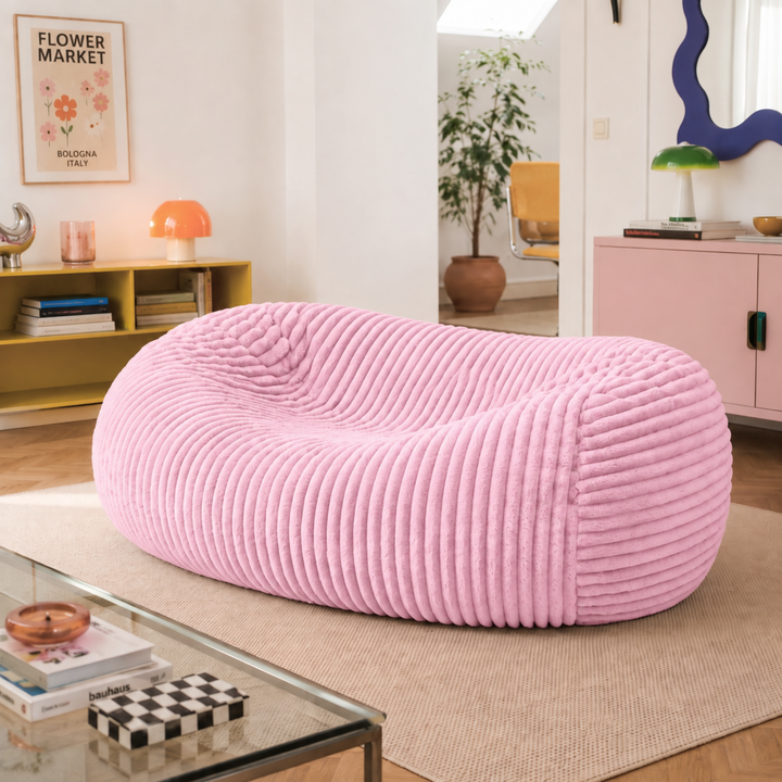 Pouf long géant déhoussable - Fourrure côtelée - 160 cm