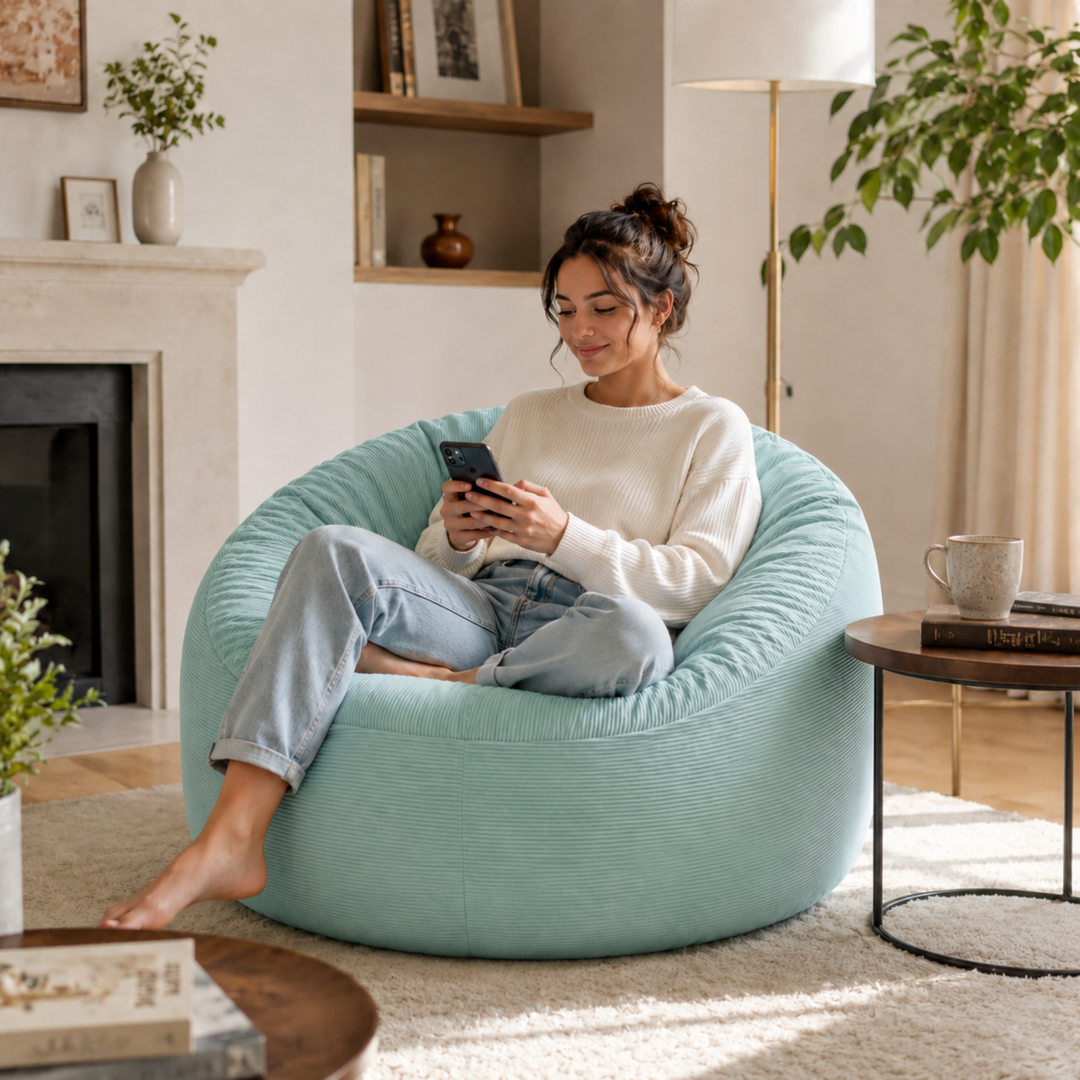 Pouf Velours Côtelé - 100 Cm
