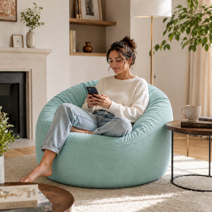 Pouf Velours Côtelé - 100 Cm