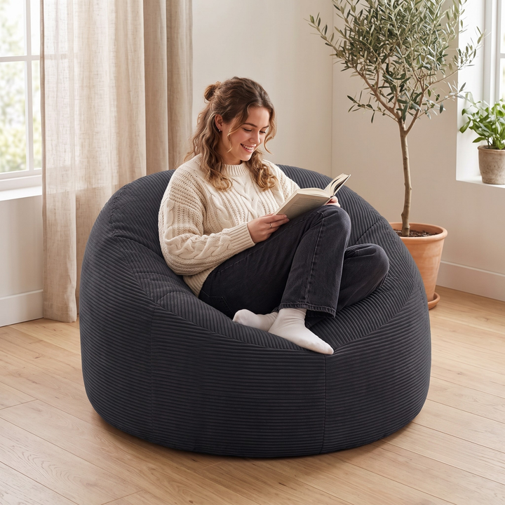 Pouf déhoussable Velours Côtelé Épais - 100cm