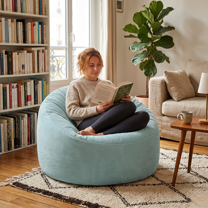 Pouf Velours Côtelé - 100 Cm