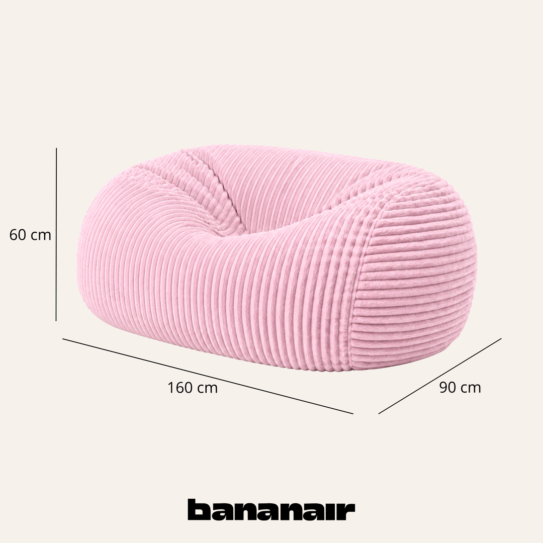 Pouf long géant déhoussable - Fourrure côtelée - 160 cm