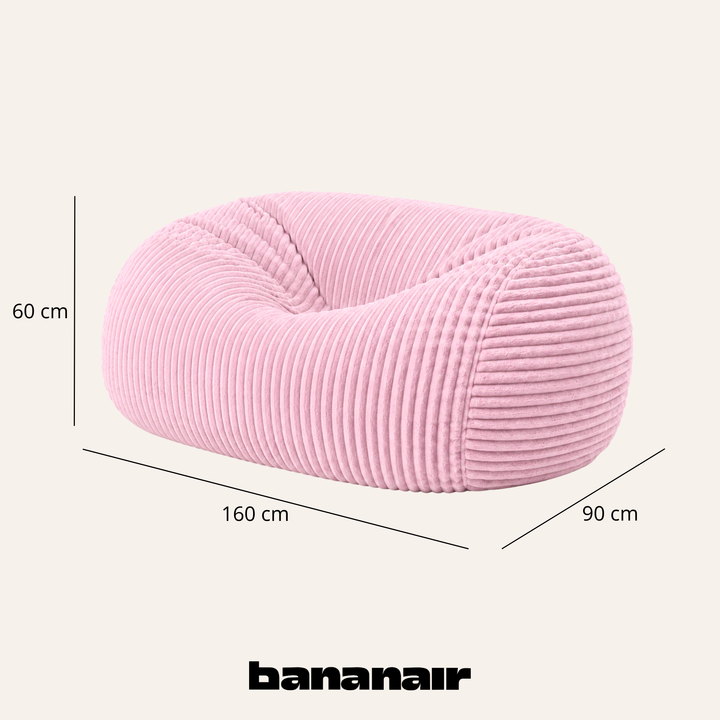 Pouf long géant déhoussable - Fourrure côtelée - 160 cm