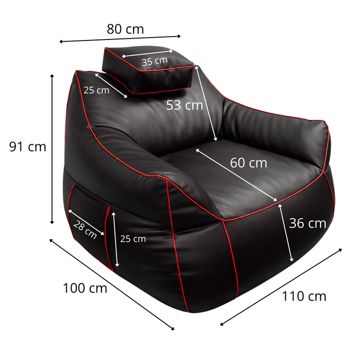 Pouf gaming en similicuir - 100x110 cm