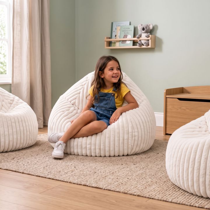 Pouf Poire Fourrure Côtelée Déhoussable - 80x70 Cm