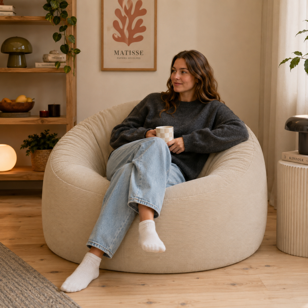 Pouf déhoussable Velours Côtelé - 100 cm