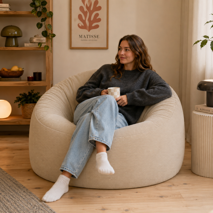 Pouf déhoussable Velours Côtelé - 100 cm