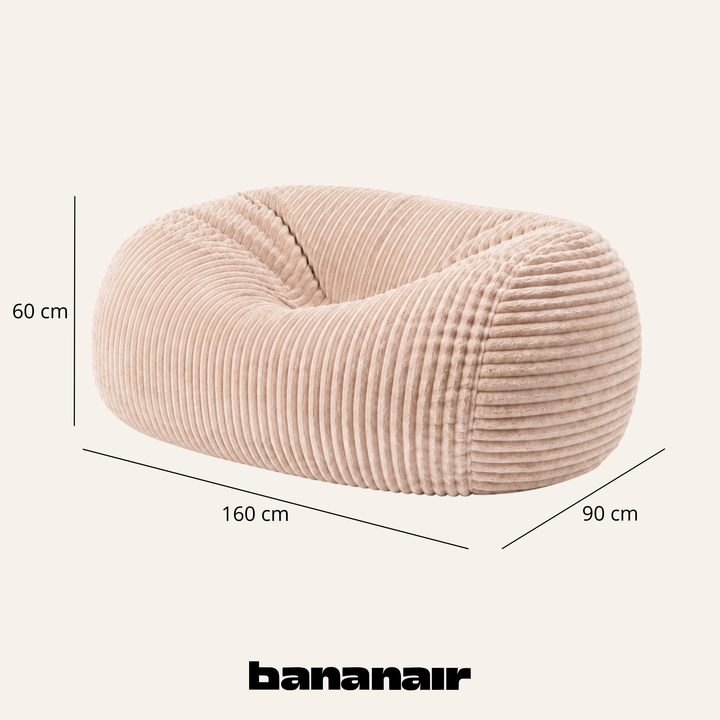 Pouf long géant déhoussable - Fourrure côtelée - 160 cm