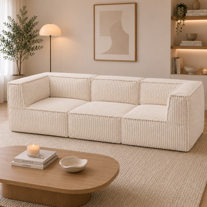 Canapé modulable 3 places déhoussable - Velours côtelé - 90x262 cm
