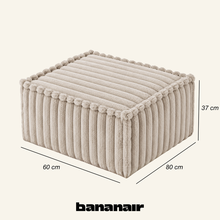 Module méridienne / repose-pieds déhoussable - Pour canapé modulable - Fourrure côtelée - 80x60 cm