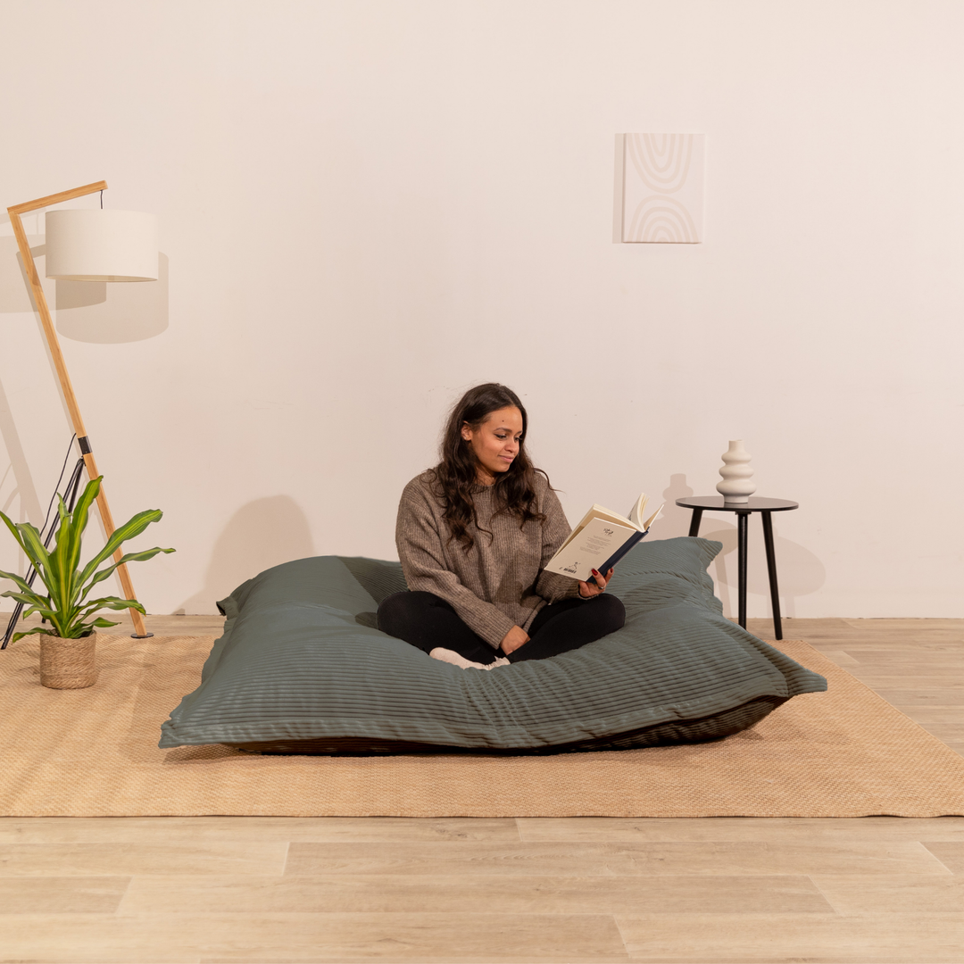 Pouf Velours Côtelé Déhoussable - 140x180 Cm