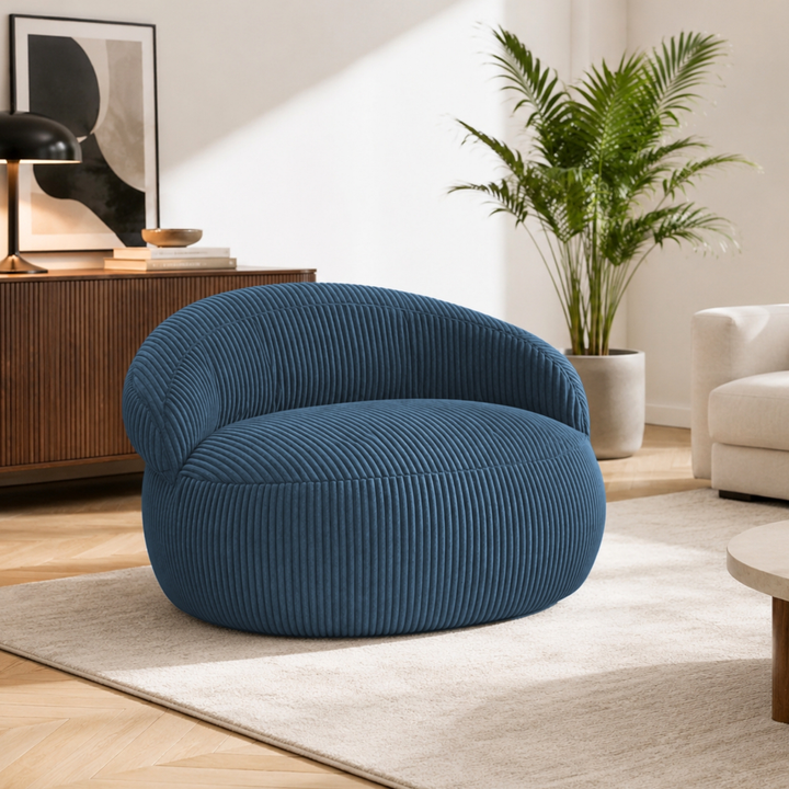Pouf XXL Déhoussable En Velours Côtelé - 110 X 100 Cm