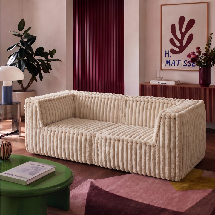 Canapé modulable 2 places déhoussable - Fourrure côtelée - 90x180 cm