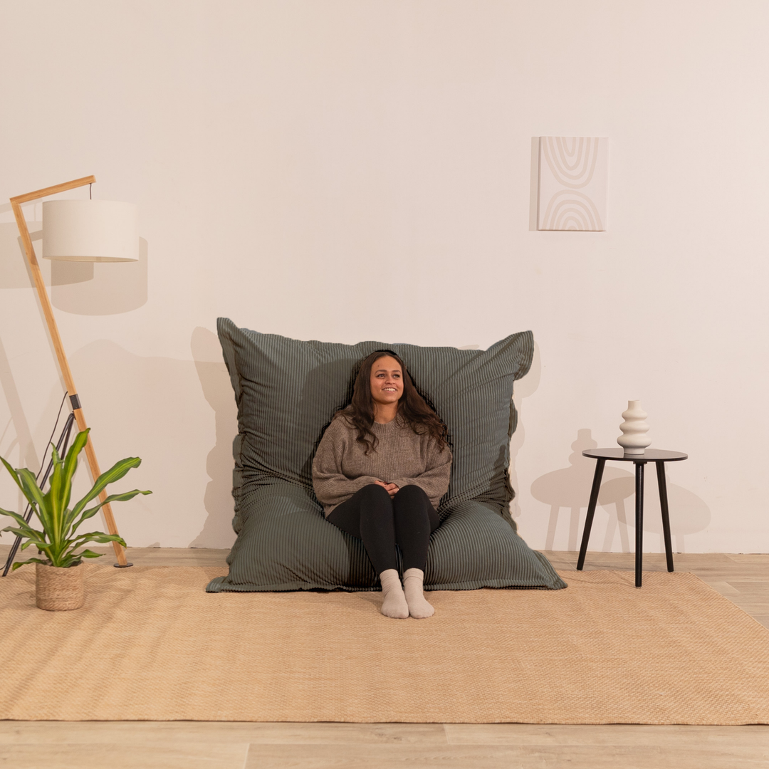 Pouf Velours Côtelé Déhoussable - 140x180 Cm