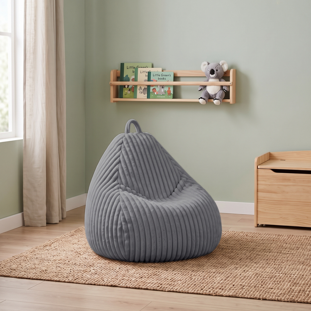 Pouf Poire Fourrure Côtelée Déhoussable - 80x70 Cm