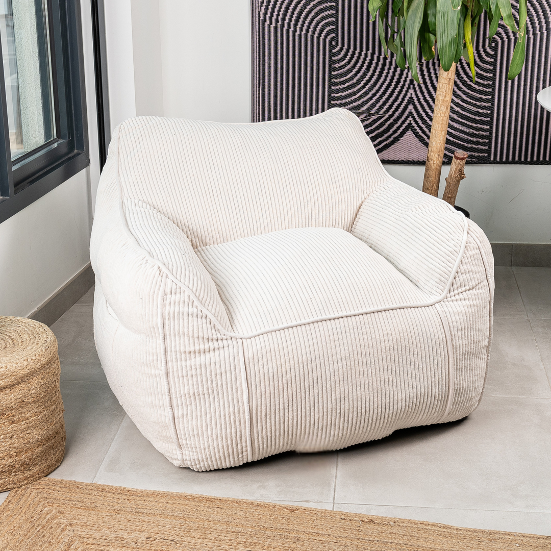 Pouf Fauteuil Velours Côtelé - 100x110 Cm