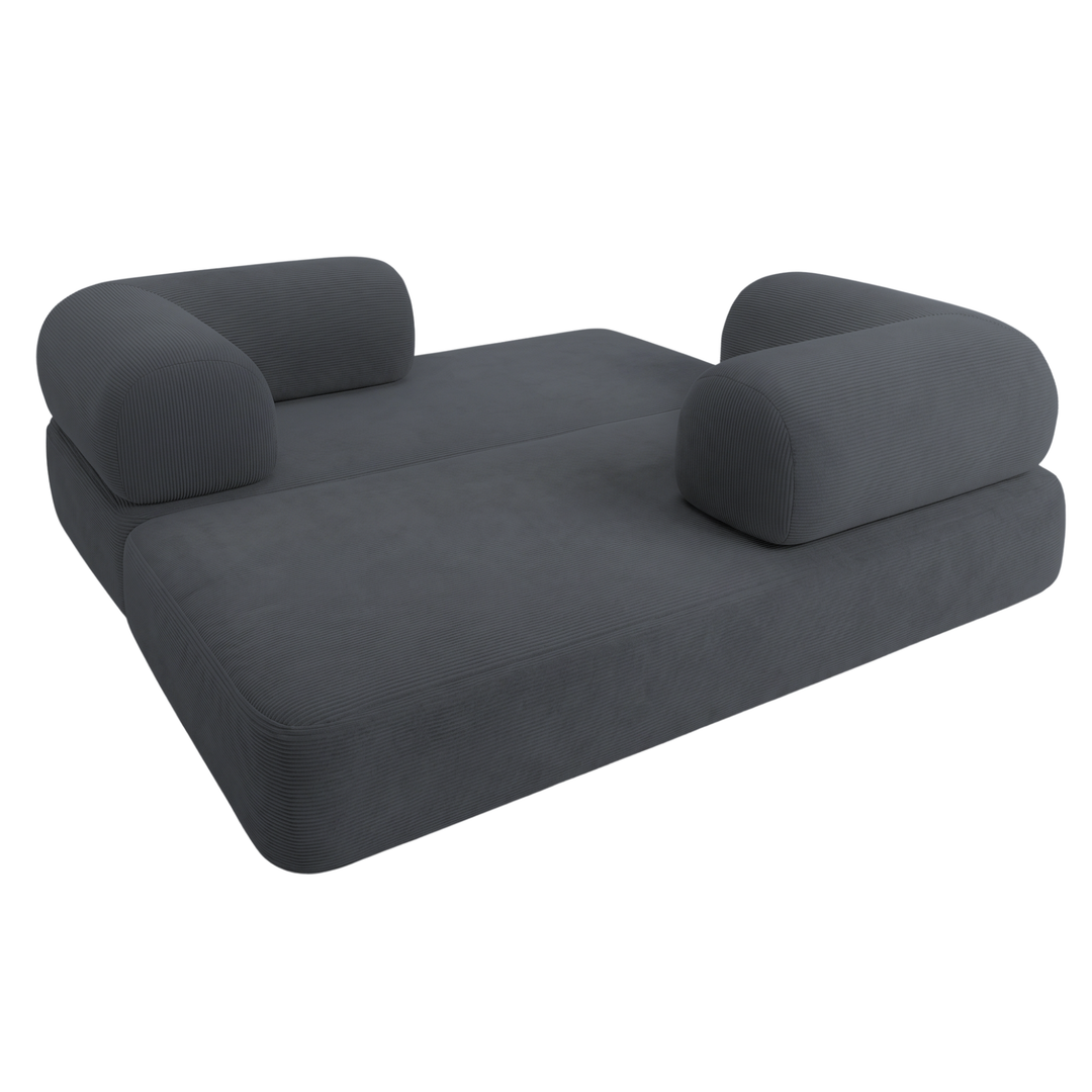 Canapé Lit Compressé Modulable 2 Places Velours Côtelé - 90 X 180 Cm