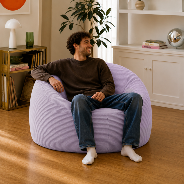 Pouf déhoussable Velours Côtelé Épais - 100cm