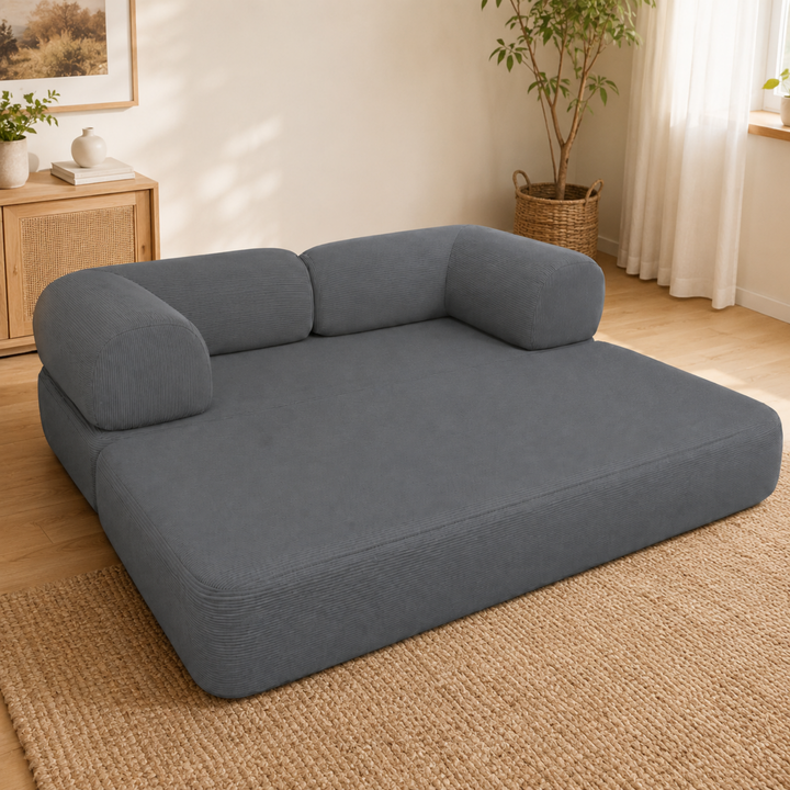 Canapé Lit Compressé Modulable 2 Places Velours Côtelé - 90 X 180 Cm