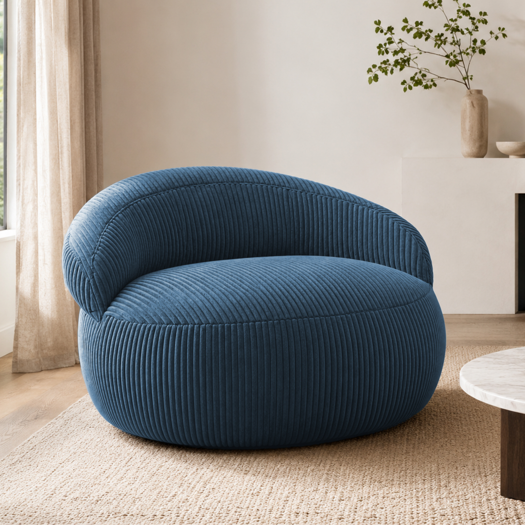 Pouf XXL Déhoussable En Velours Côtelé - 110 X 100 Cm