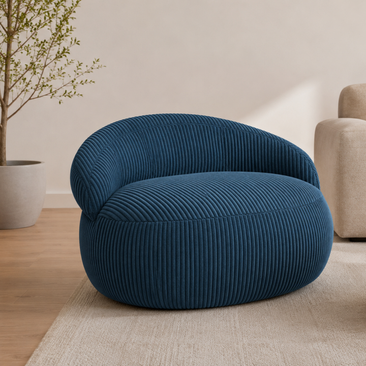 Pouf XXL Déhoussable En Velours Côtelé - 110 X 100 Cm