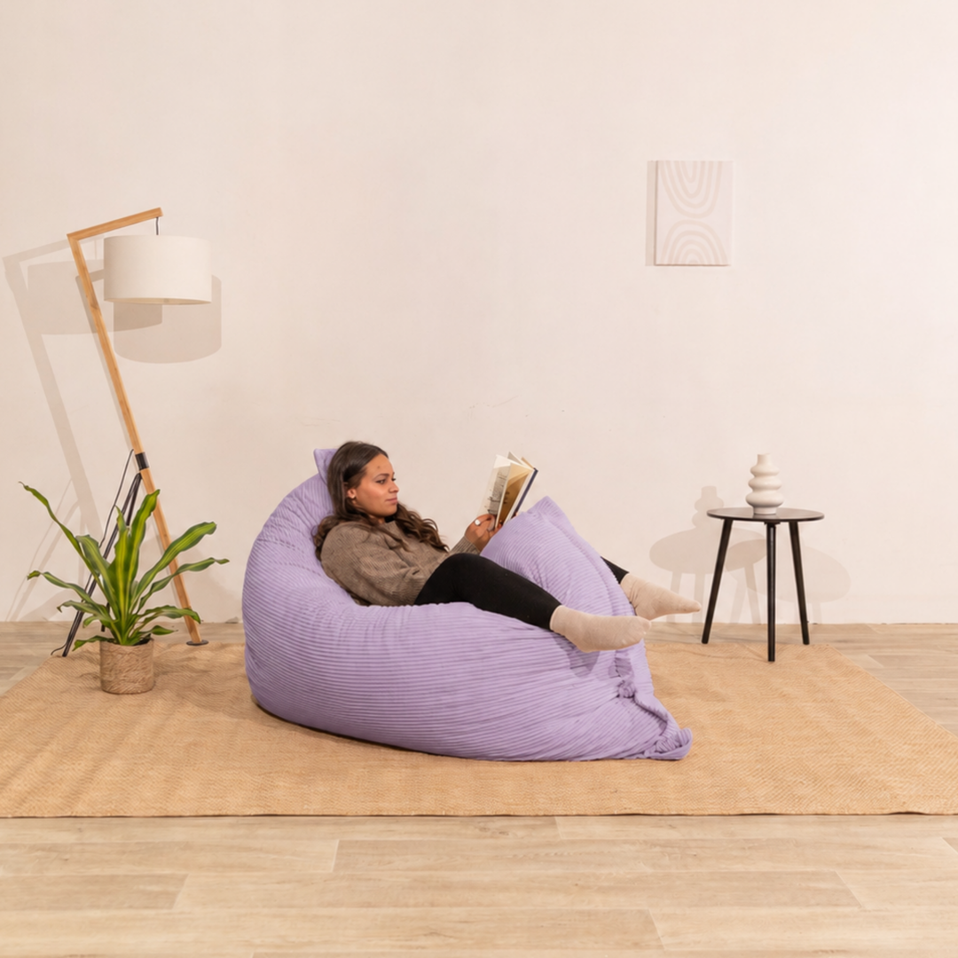 Pouf Velours Côtelé Déhoussable - 140x180 Cm