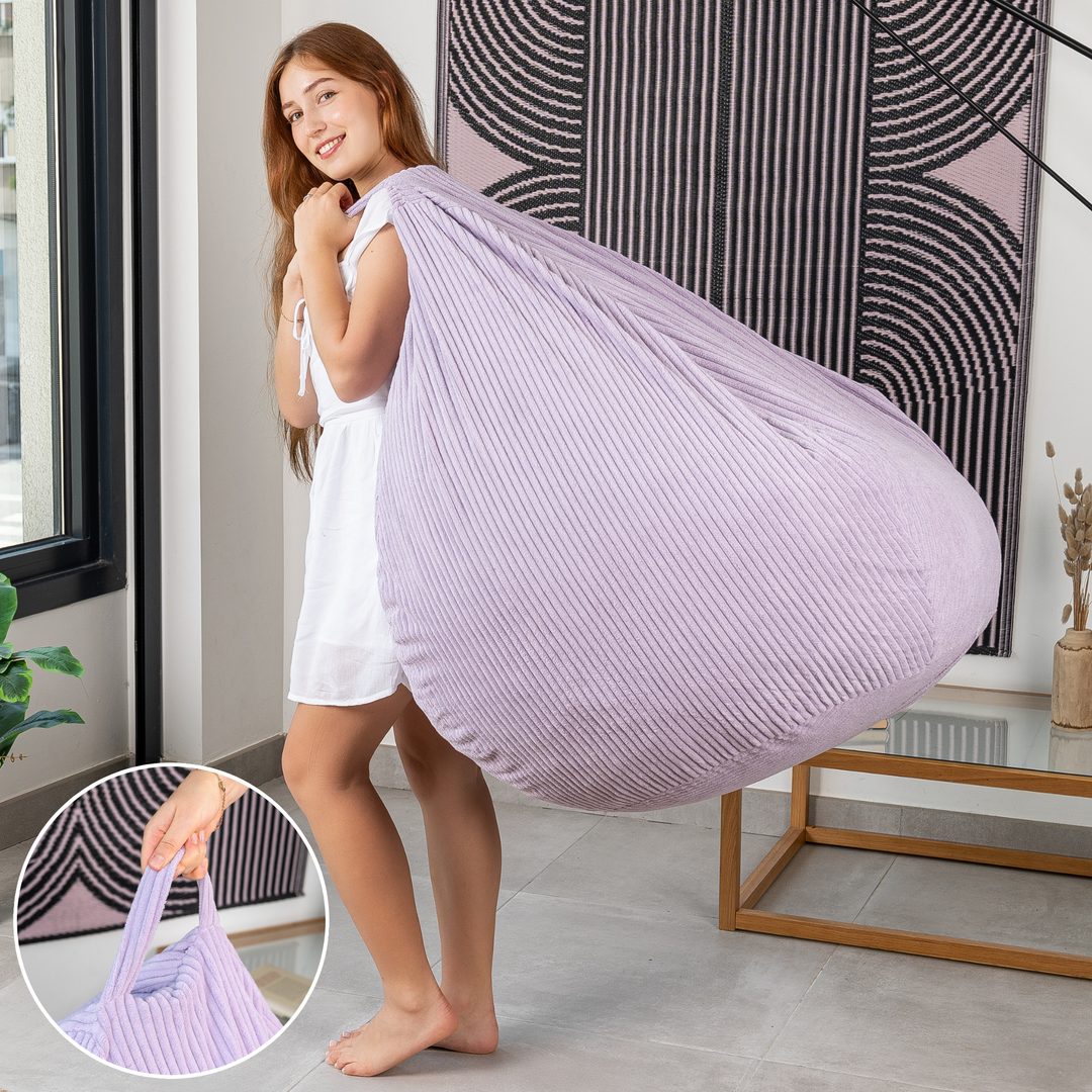 Pouf Poire Velours Côtelé Déhoussable - 105x85 Cm