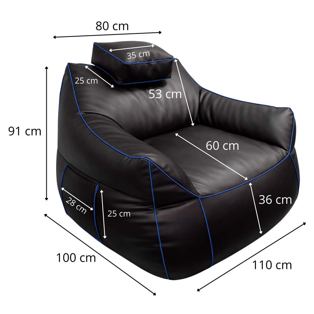 Pouf gaming en similicuir - 100x110 cm
