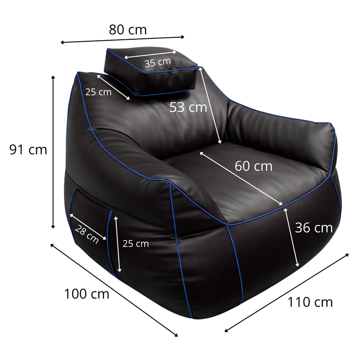 Pouf gaming en similicuir - 100x110 cm